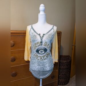 GREEN BAY PACKERS Long Sleeve Burnout Green NFL Tshirt Medium